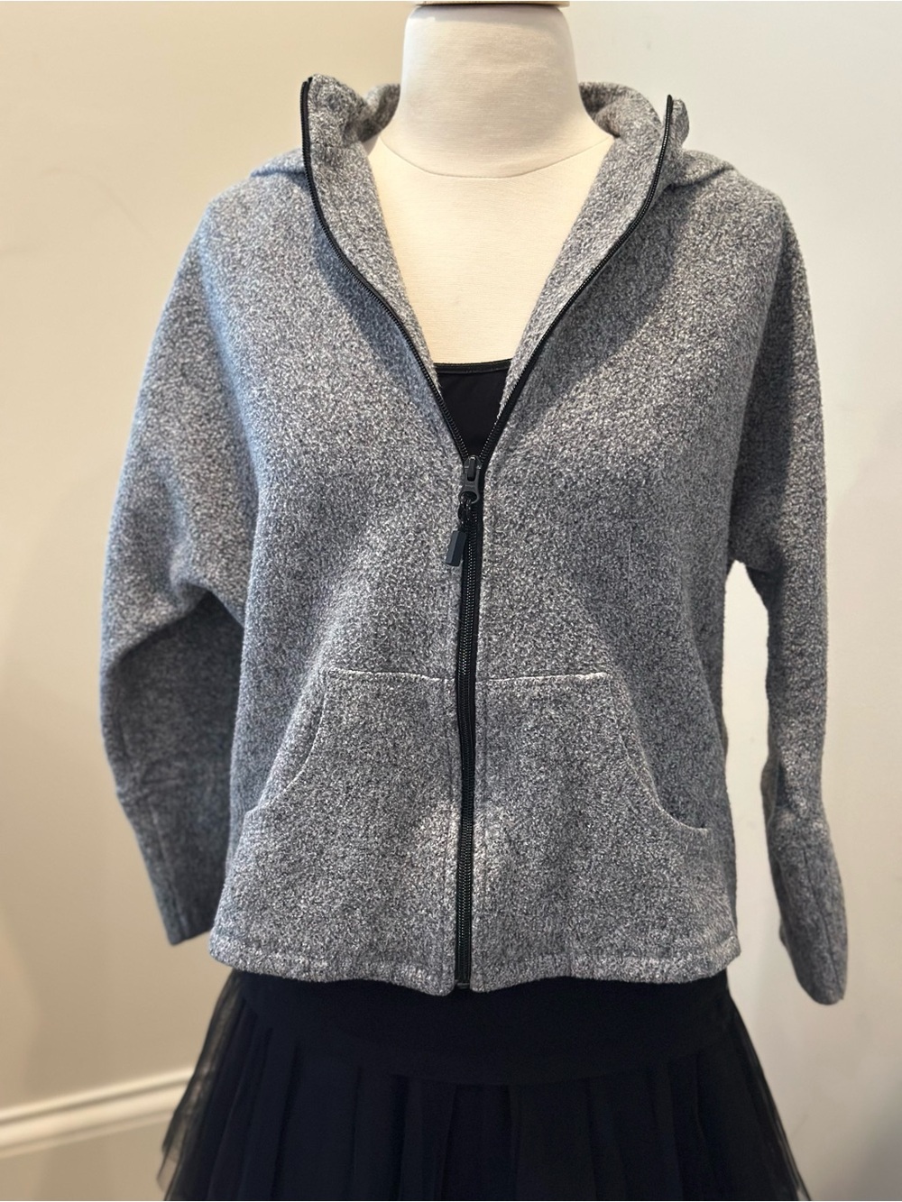 KORAL Gray Marled Zip Hoodie Jacket XS Luxe Athleisure Made USA